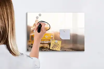 Tablă magnetică cu ștergere uscată model vacanță cu mașina