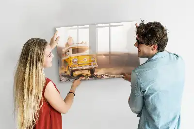 Tablă magnetică cu ștergere uscată model vacanță cu mașina