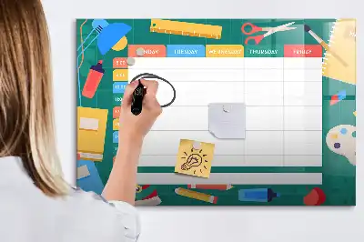 Tablă magnetică cu ștergere uscată pentru planificare lecții