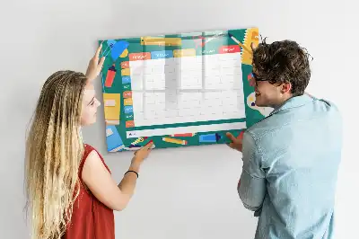 Tablă magnetică cu ștergere uscată pentru planificare lecții
