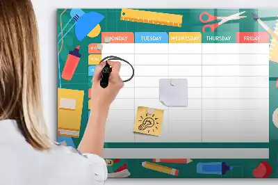 Tablă magnetică cu ștergere uscată pentru planificare lecții