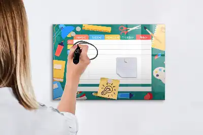 Tablă magnetică cu ștergere uscată pentru planificare lecții