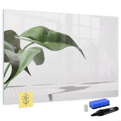 Tablă magnetică cu ștergere uscată cu model de frunze abstracte
