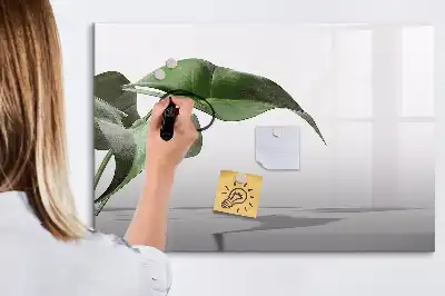 Tablă magnetică cu ștergere uscată cu model de frunze abstracte