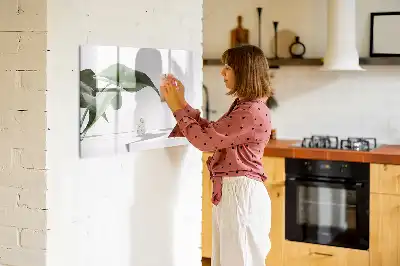 Tablă magnetică cu ștergere uscată cu model de frunze abstracte