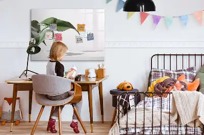 Tablă magnetică cu ștergere uscată cu model de frunze abstracte