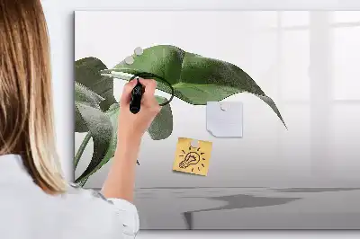 Tablă magnetică cu ștergere uscată cu model de frunze abstracte
