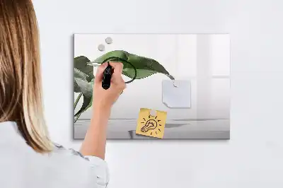 Tablă magnetică cu ștergere uscată cu model de frunze abstracte
