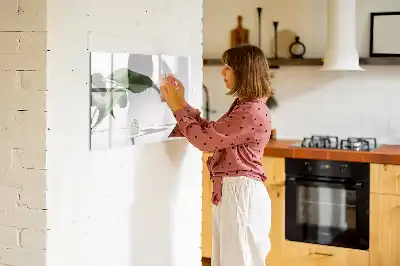 Tablă magnetică cu ștergere uscată cu model de frunze abstracte