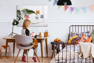 Tablă magnetică cu ștergere uscată cu model de frunze abstracte