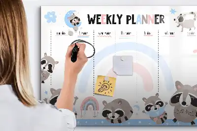 Tablă magnetică pentru planificare săptămânală cu ștergere uscată pentru copii