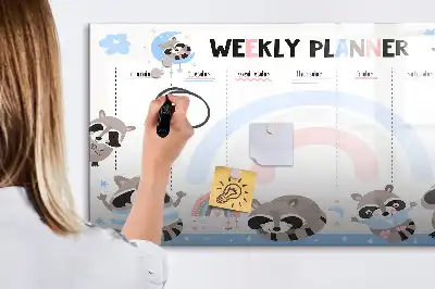 Tablă magnetică pentru planificare săptămânală cu ștergere uscată pentru copii
