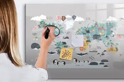 Tablă magnetică cu ștergere uscată cu hartă din desene animate