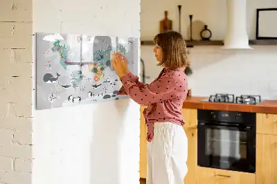 Tablă magnetică cu ștergere uscată cu hartă din desene animate