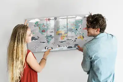 Tablă magnetică cu ștergere uscată cu hartă din desene animate