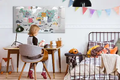 Tablă magnetică cu ștergere uscată cu hartă din desene animate