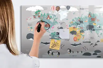 Tablă magnetică cu ștergere uscată cu hartă din desene animate