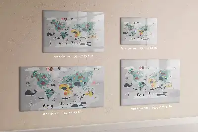 Tablă magnetică cu ștergere uscată cu hartă din desene animate