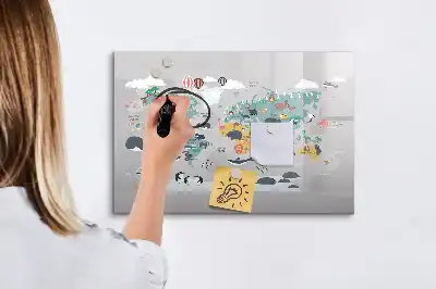 Tablă magnetică cu ștergere uscată cu hartă din desene animate