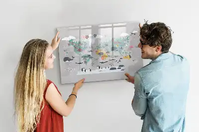 Tablă magnetică cu ștergere uscată cu hartă din desene animate