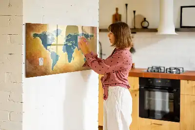 Tablă magnetică cu ștergere uscată cu hartă veche a lumii