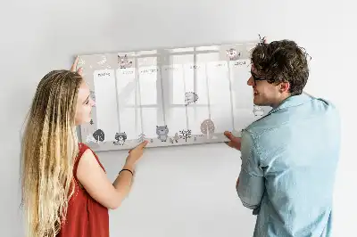 Tablă magnetică cu ștergere uscată planificator săptămânal cu model cu animale