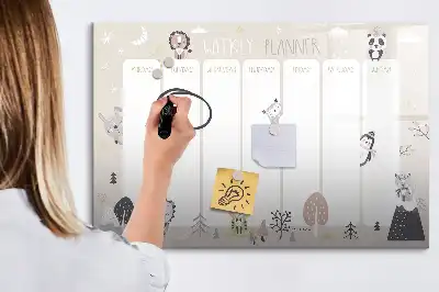 Tablă magnetică cu ștergere uscată model pentru planificarea săptămânală