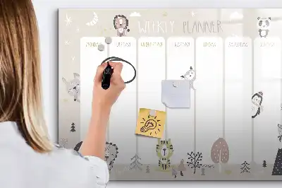 Tablă magnetică cu ștergere uscată model pentru planificarea săptămânală