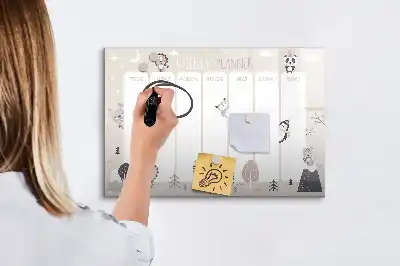 Tablă magnetică cu ștergere uscată model pentru planificarea săptămânală