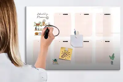 Tablă magnetică cu ștergere uscată planificator săptămânal
