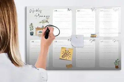 Tablă magnetică cu ștergere uscată planificator săptămânal confortabil