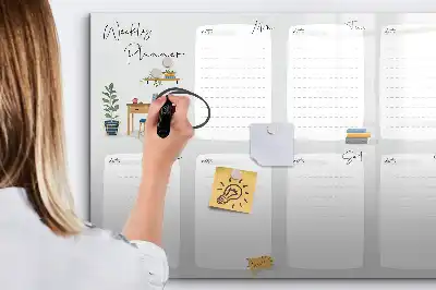 Tablă magnetică cu ștergere uscată planificator săptămânal confortabil