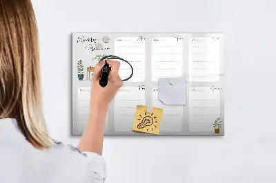 Tablă magnetică cu ștergere uscată planificator săptămânal confortabil