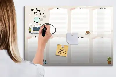 Tablă magnetică cu ștergere uscată planificator săptămânal