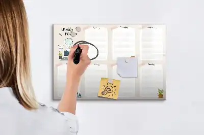 Tablă magnetică cu ștergere uscată planificator săptămânal