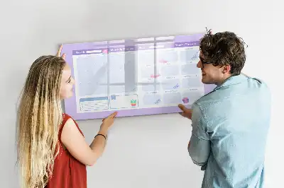 Tablă magnetică cu ștergere uscată planificator anual roz
