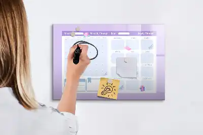 Tablă magnetică cu ștergere uscată planificator anual roz