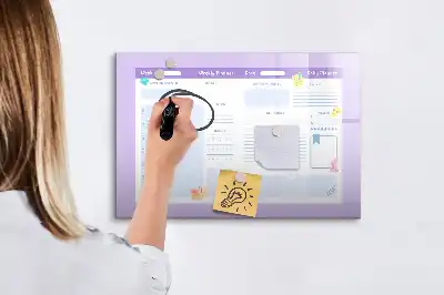 Tablă magnetică cu ștergere uscată planificator anual roz