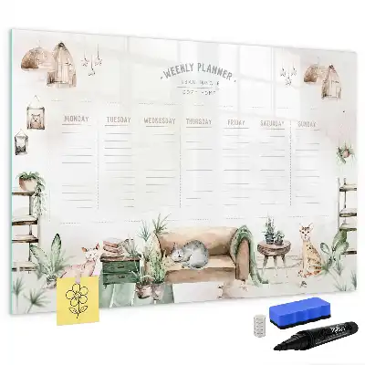 Tablă magnetică cu ștergere uscată planificator cu design drăguț
