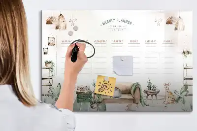 Tablă magnetică cu ștergere uscată planificator cu design drăguț