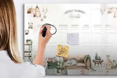Tablă magnetică cu ștergere uscată planificator cu design drăguț