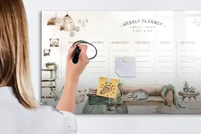 Tablă magnetică cu ștergere uscată planificator cu design drăguț