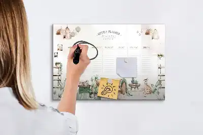 Tablă magnetică cu ștergere uscată planificator cu design drăguț