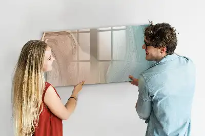 Tablă magnetică cu ștergere uscată cu imprimeu abstracție de valuri