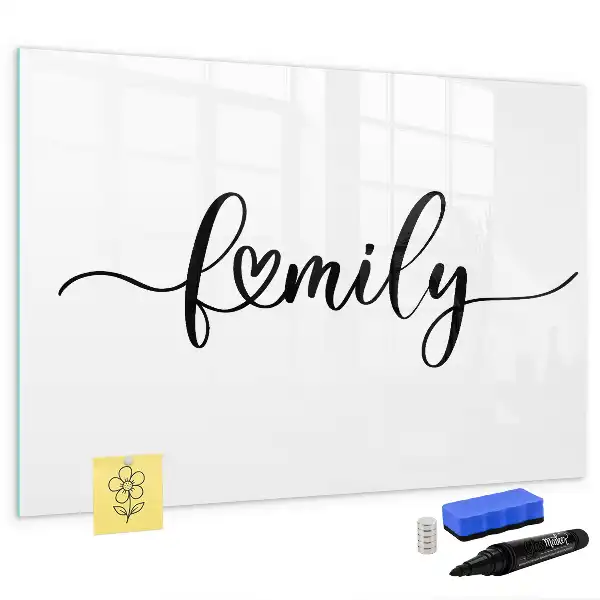 Tablă magnetică cu ștergere uscată cu design Text Familie