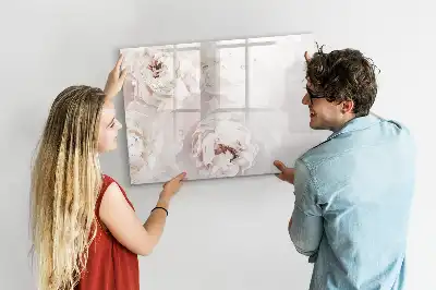 Tablă magnetică cu ștergere uscată cu model de trandafiri bujor