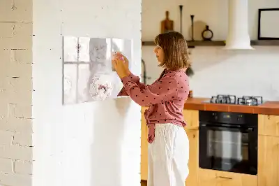 Tablă magnetică cu ștergere uscată cu model de trandafiri bujor