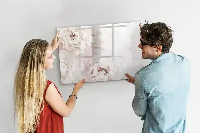 Tablă magnetică cu ștergere uscată cu model de trandafiri bujor
