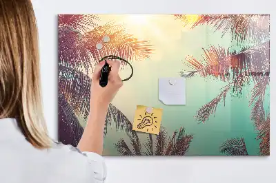 Tablă magnetică cu ștergere uscată cu model de palmieri tropicali