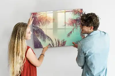 Tablă magnetică cu ștergere uscată cu model de palmieri tropicali